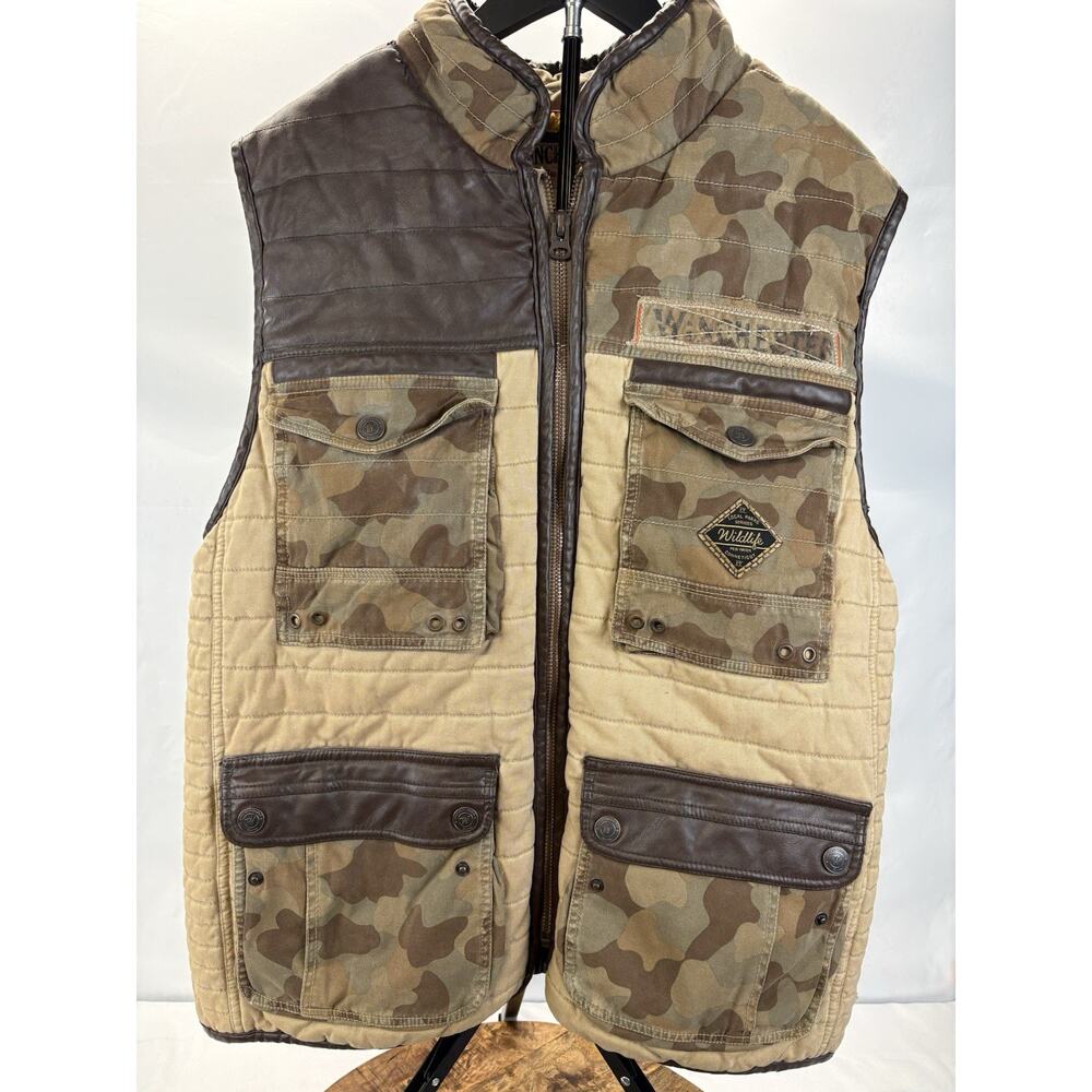 Winchester American Legend Quilted Camo Wildlife Park Full Zip Vest Size Xl